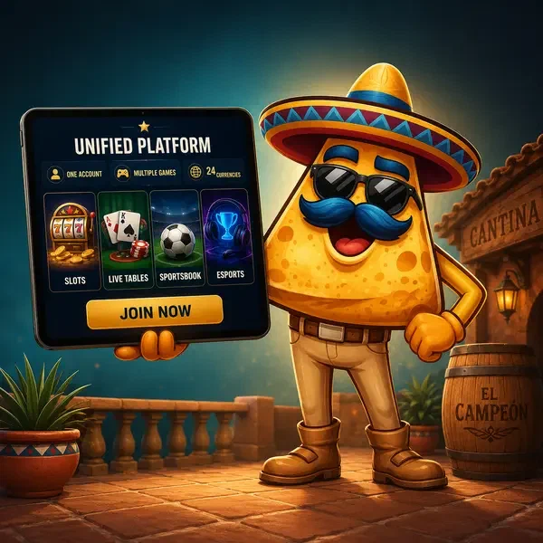 El Campeón showcasing unified platform at Casinacho Casino with one account access