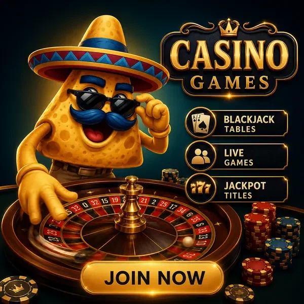 Nacho chip character spinning roulette wheel at Casinacho Casino Games table