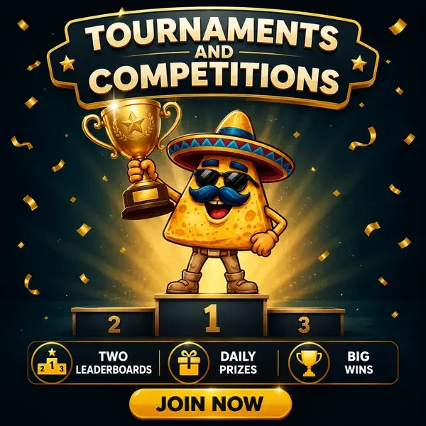El Campeón holding golden trophy at Casinacho tournaments podium after big competition win